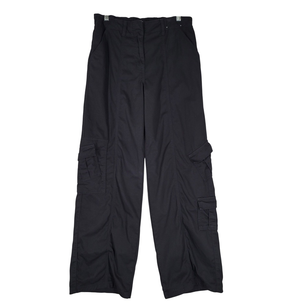 Glassons Wide Leg Cargo Pants Womens 8 Black High Rise Streetwear